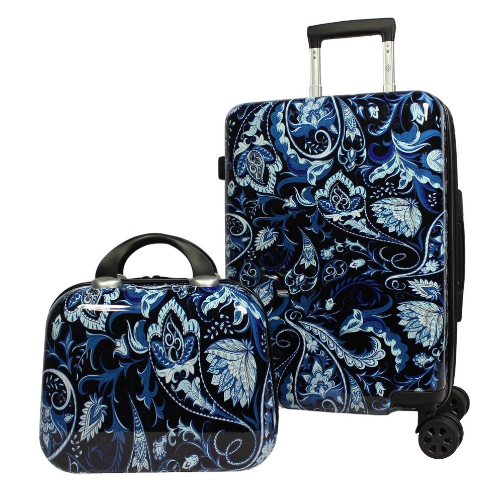 NEW - World Traveler Paisley 2-Piece Hardside Polycarbonate Carry-On Luggage Set